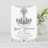 White & Silver White Bow Baby shower Kaart (Staand voorkant)