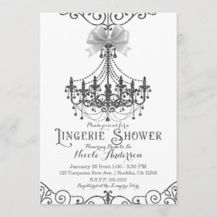 White & Silver White Bow Chic Lingerie Shower Kaart