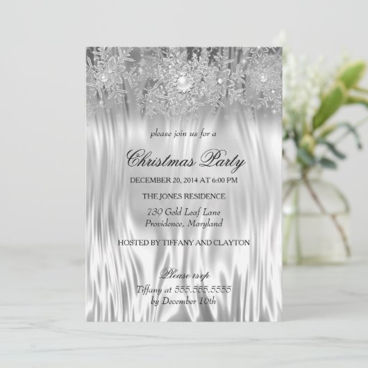 White Silver Winter Wonderland Kerstfeest Kaart (Staand voorkant)