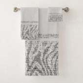 White Silver Zebra Wild Animal Print Exotic Glam Bad Handdoek (Insitu)