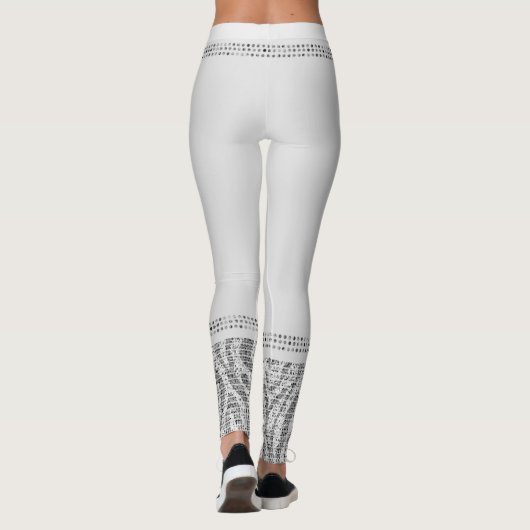 White Silver Zebra Wild Animal Print Exotic Glam Leggings (Achterkant)