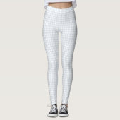 White & Silvery Dusty Blue Houndstooth Leggings (Voorkant)
