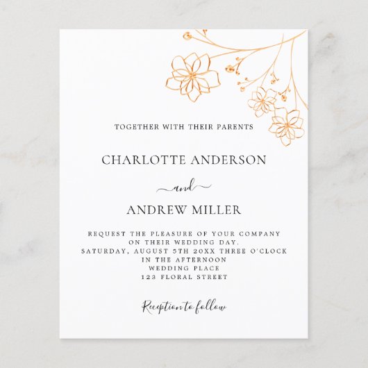 White Silzilzilvergulden floral budget huwelijksui (Voorkant)