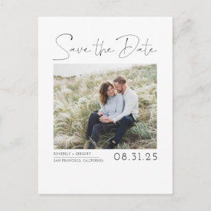 White Simple and Minimal Save the Date Photo Aankondigingskaart