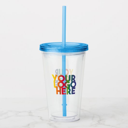 White Simple Business Logo Acryl Drinkbeker (Voorkant)