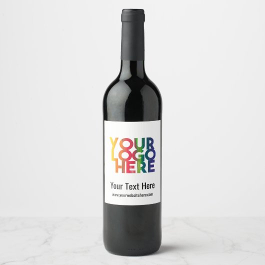 White Simple Business Logo Label Wijn Etiket (Voorkant)