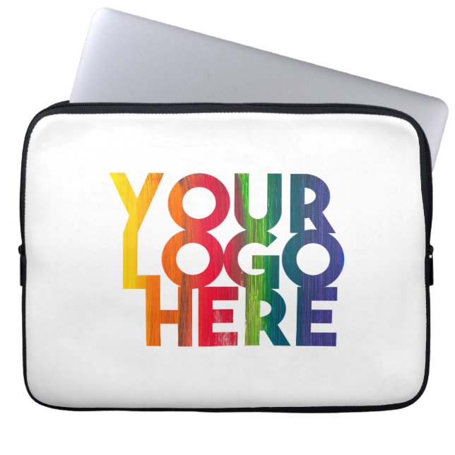 White Simple Business Logo Laptop Sleeve (Voorkant)