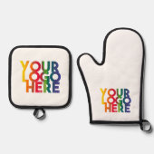 White Simple Business Logo Ovenwant & Pannenlap Set (Voorkant)