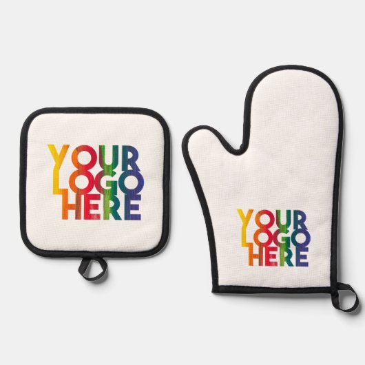 White Simple Business Logo Ovenwant & Pannenlap Set (Voorkant)