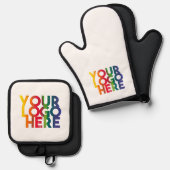 White Simple Business Logo Ovenwant & Pannenlap Set (Voorkant / Achterkant)