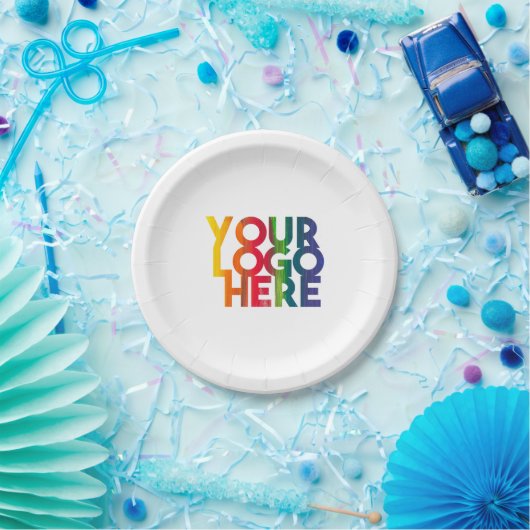 White Simple Business Logo Papieren Bordje (Feest)