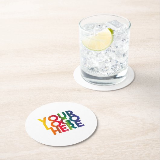 White Simple Business Logo Ronde Kartonnen Onderzetter (Insitu)