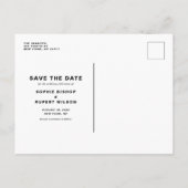 White Simple Calligraphy Save the Date Photo Aankondigingskaart (Achterkant)