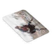 White Simple Calligraphy Save the Date Photo Magneet (Rechterzijde)