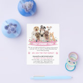 White Simple Floral Illustrated Dog groomer Flyer (Enkel)