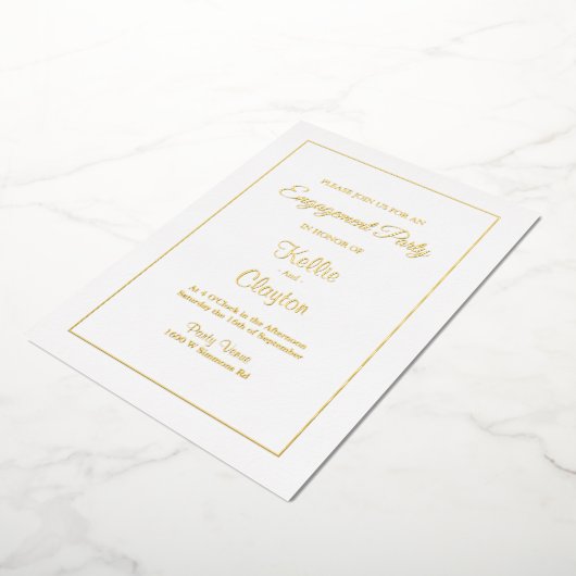 White Simple Fragment Engagement Party Folie Uitnodiging (Gedraaid)