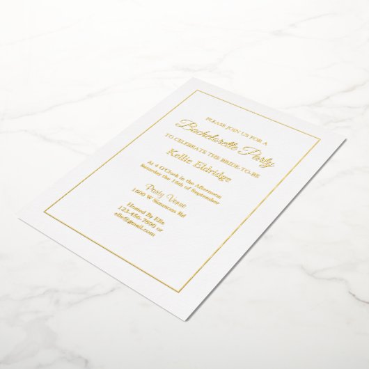 White Simple Framed Bachelorette Party Folie Uitnodiging (Gedraaid)