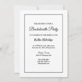 White Simple Framed Bachelorette Party Invitation Kaart (Voorkant)