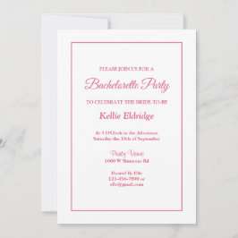 White Simple Framed Bachelorette Party Invitation Kaart