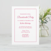 White Simple Framed Bachelorette Party Invitation Kaart (Staand voorkant)