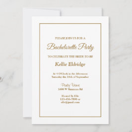 White Simple Framed Bachelorette Party Invitation Kaart