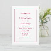 White Simple Framed Bridal Shower-uitnodiging Kaart (Staand voorkant)