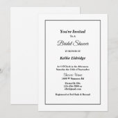White Simple Framed Bridal Shower-uitnodiging Kaart (Voorkant / Achterkant)