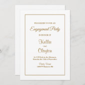 White Simple Framed Engagement Party-uitnodiging Kaart (Voorkant / Achterkant)