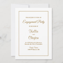 White Simple Framed Engagement Party-uitnodiging Kaart
