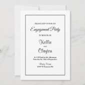 White Simple Framed Engagement Party-uitnodiging Kaart (Voorkant)