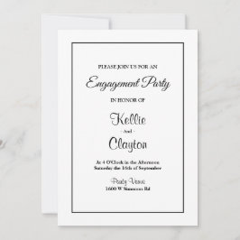 White Simple Framed Engagement Party-uitnodiging Kaart