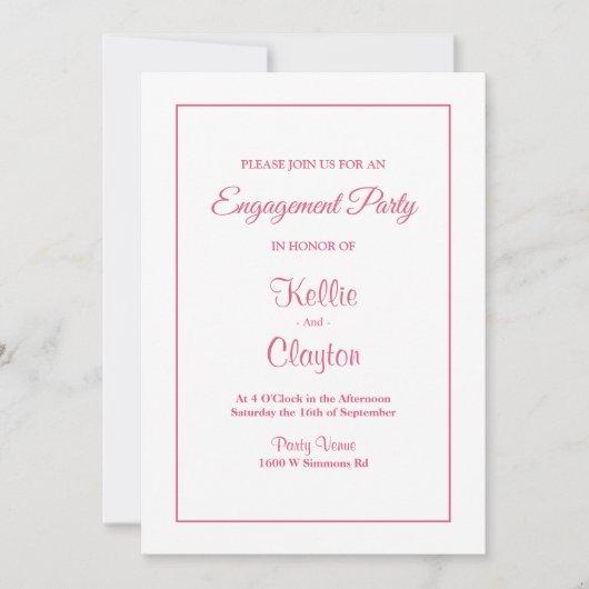 White Simple Framed Engagement Party-uitnodiging Kaart (Voorkant)