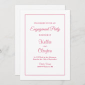 White Simple Framed Engagement Party-uitnodiging Kaart (Voorkant / Achterkant)