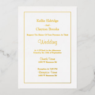 White Simple Framed Wedding Folie Uitnodiging