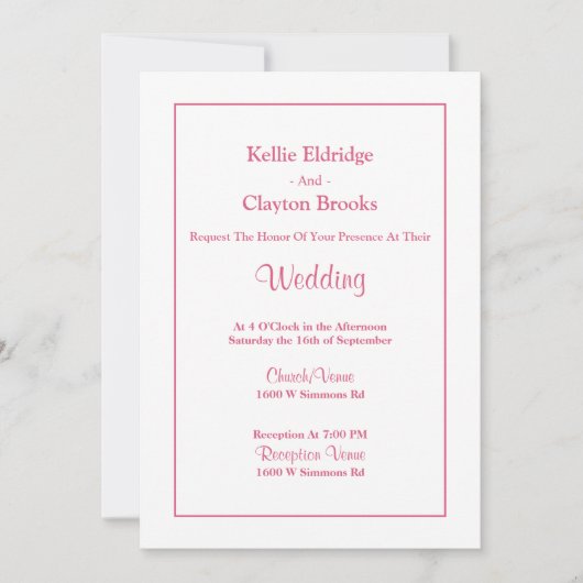 White Simple Framed Wedding Invitation Kaart (Voorkant)