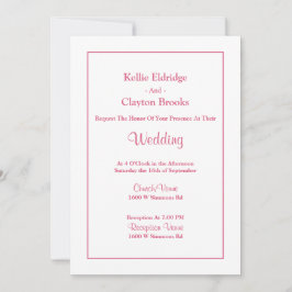 White Simple Framed Wedding Invitation Kaart