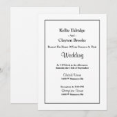 White Simple Framed Wedding Invitation Kaart (Voorkant / Achterkant)