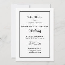 White Simple Framed Wedding Invitation
