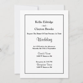 White Simple Framed Wedding Invitation Kaart