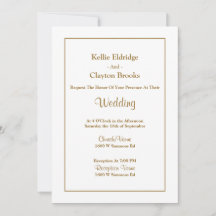 White Simple Framed Wedding Invitation