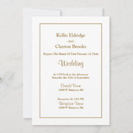 White Simple Framed Wedding Invitation Kaart