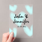 white simple minimal text style wedding blue heart acryl uitnodigingen (Insitu (Draagbaar))