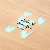 white simple minimal text style wedding blue heart acryl uitnodigingen (Laagn)