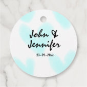 white simple minimal text style wedding blue heart bedankjes labels (Achterkant)