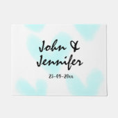 white simple minimal text style wedding blue heart deurmat (Voorkant)
