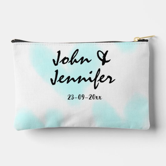 white simple minimal text style wedding blue heart etui (Achterkant)