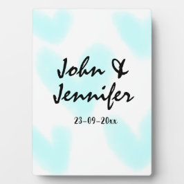 white simple minimal text style wedding blue heart fotoplaat