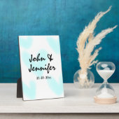 white simple minimal text style wedding blue heart fotoplaat (Zijkant)