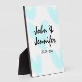 white simple minimal text style wedding blue heart fotoplaat (Zijkant)