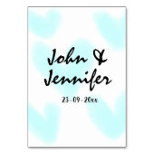 white simple minimal text style wedding blue heart kaart (Achterkant)